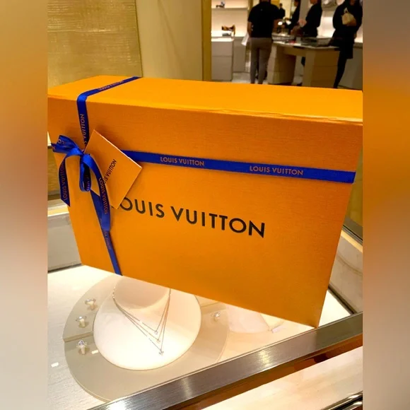Larger Louis Vuitton Orange Gift Box with Blue Ribbon 